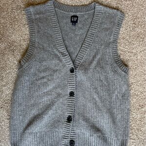 GAP cash soft Women's Gray Button-Front Knit Vest